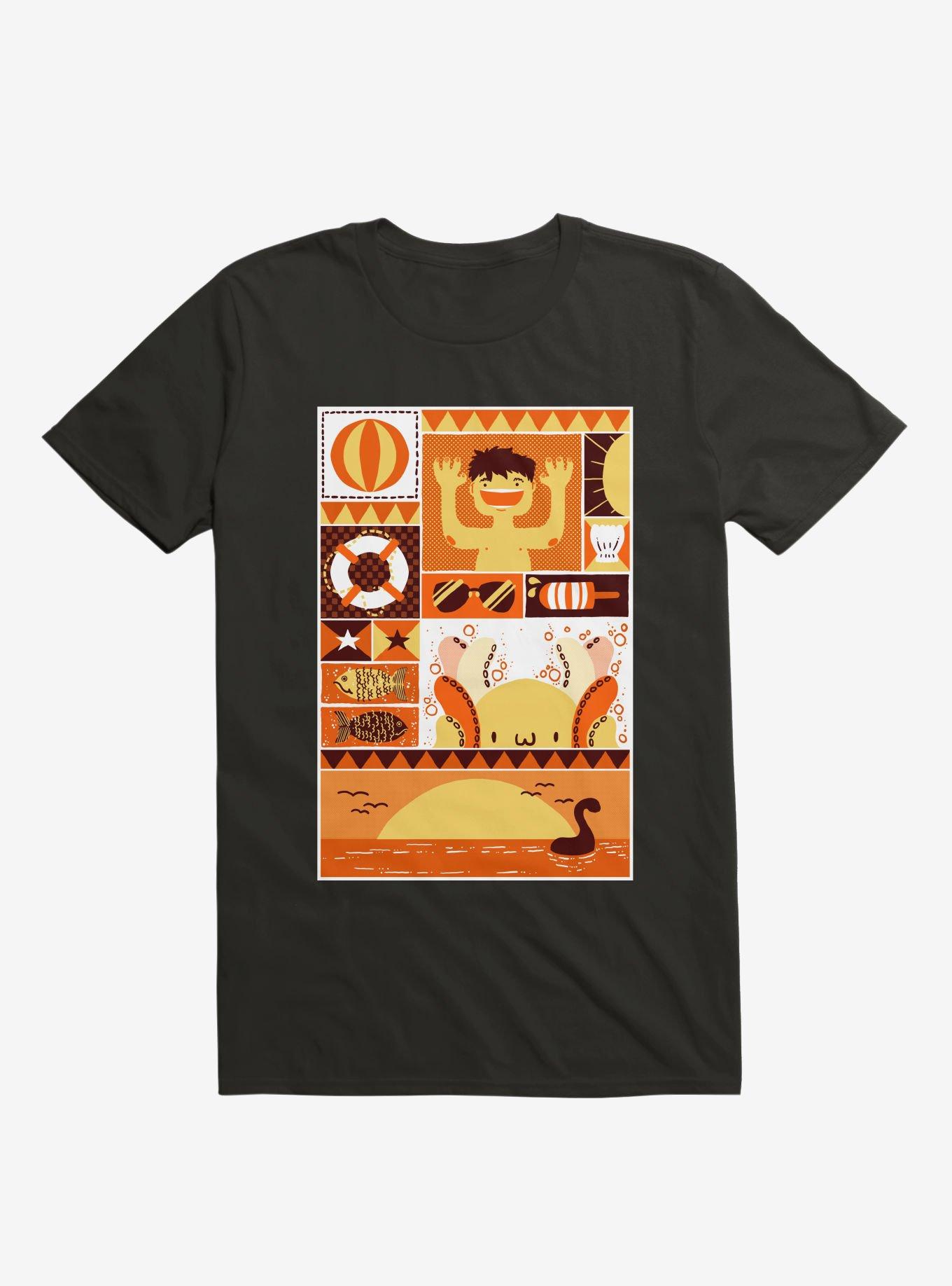 Square Summer T-Shirt, BLACK, hi-res