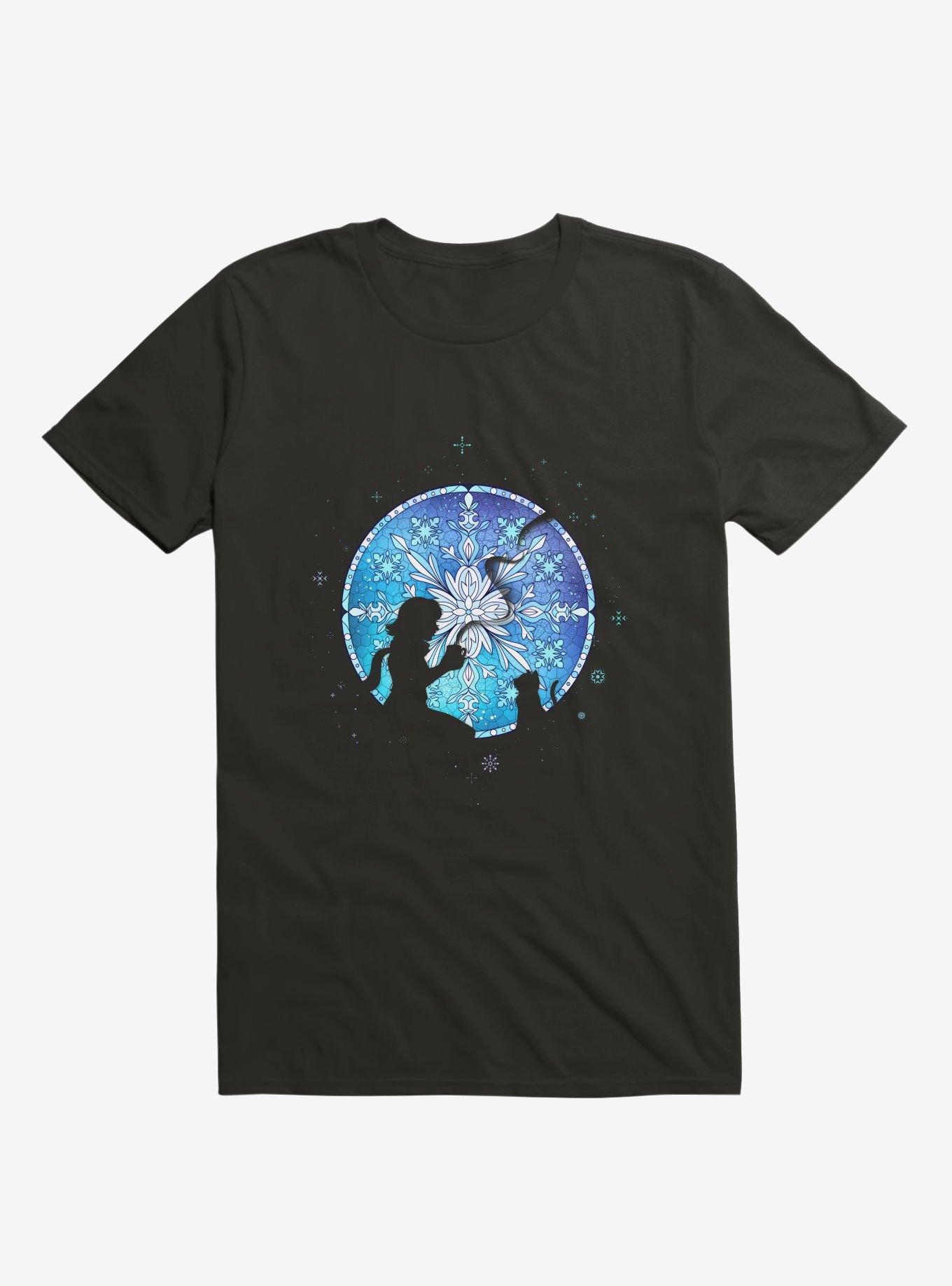 Vitral Snow Flakes T-Shirt, BLACK, hi-res