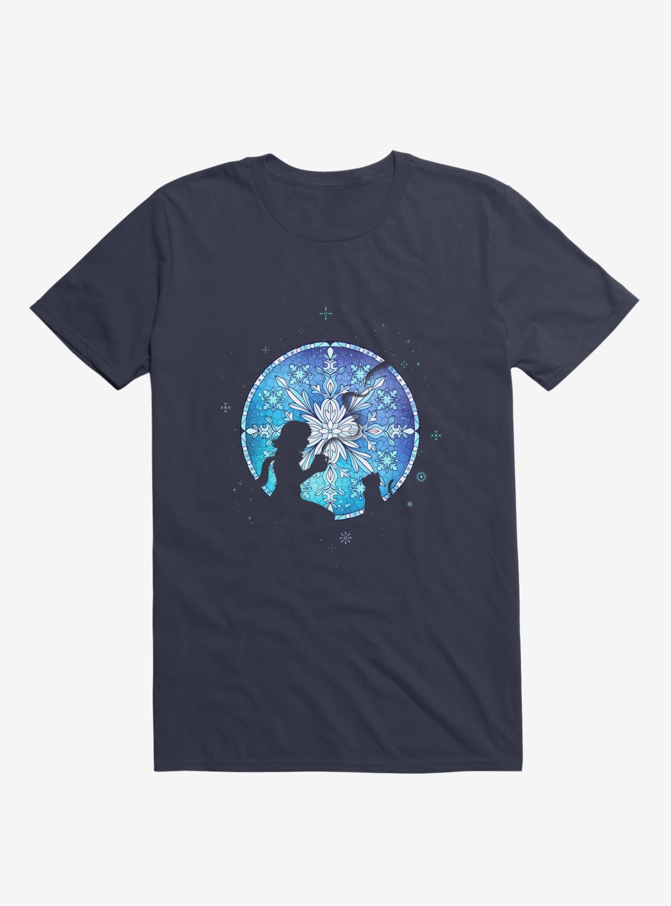 Vitral Snow Flakes T-Shirt, NAVY, hi-res