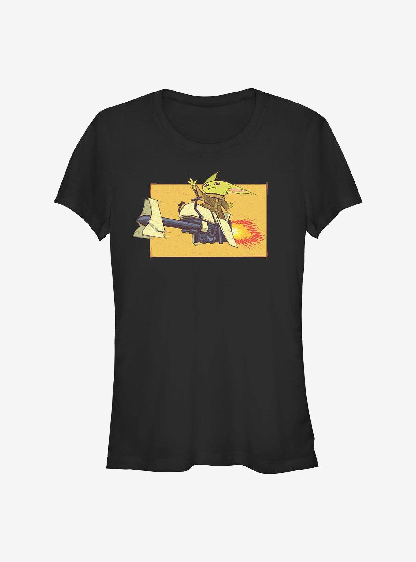 Star Wars The Mandalorian Speeder Bike Force The Child Girls T-Shirt, BLACK, hi-res