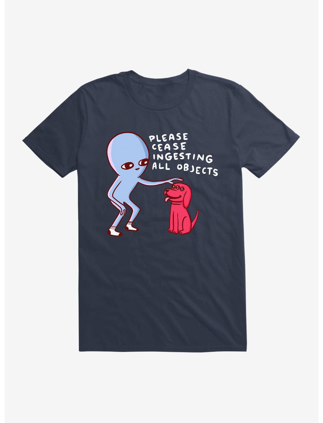 Strange Planet Please Cease Ingesting All Objects T-Shirt, NAVY, hi-res