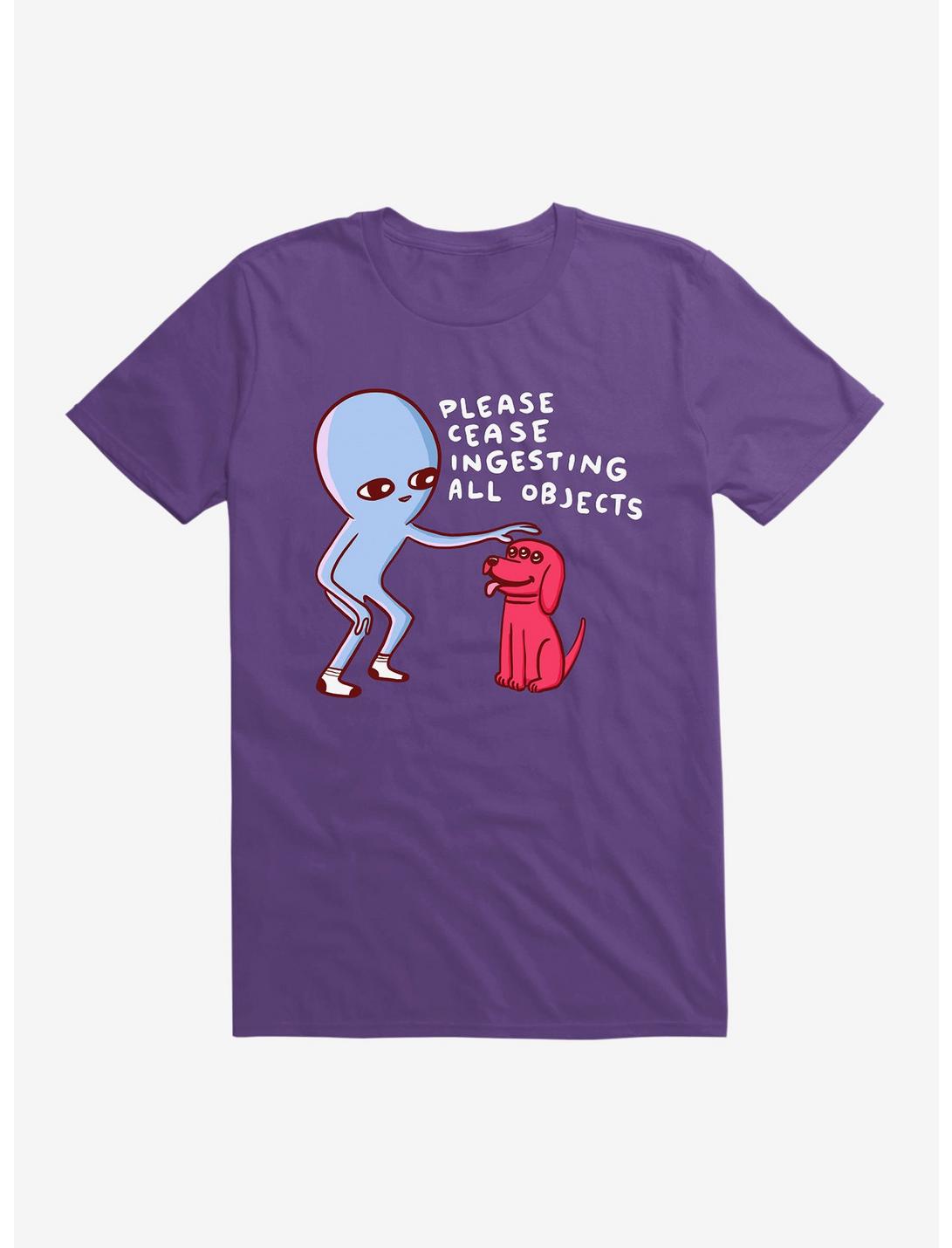 Strange Planet Please Cease Ingesting All Objects T-Shirt, PURPLE, hi-res