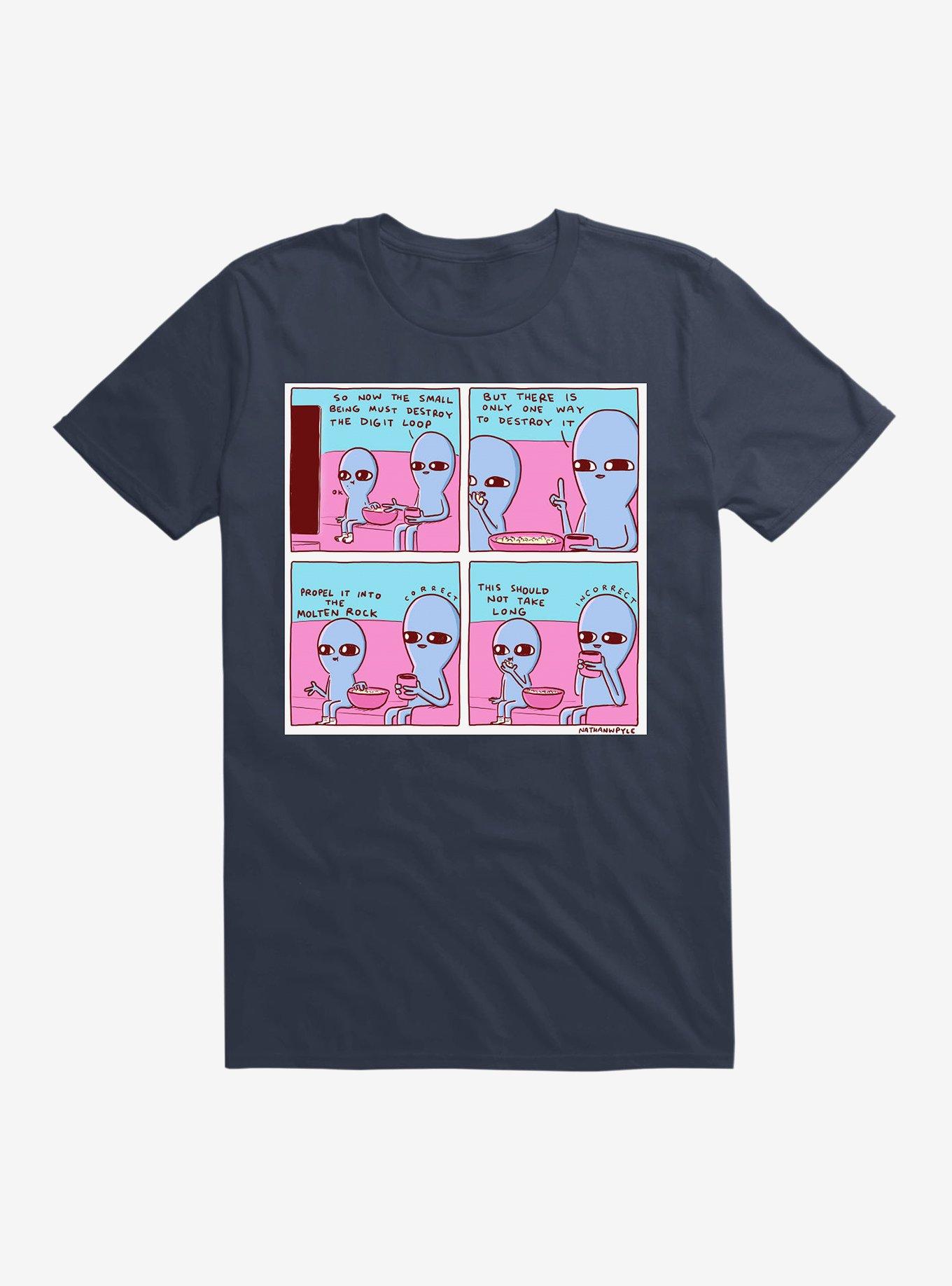 Strange Planet Destroy Digital Loop T-Shirt, NAVY, hi-res