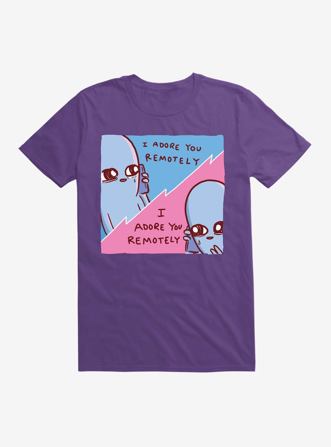 Strange Planet I Adore You Remotely T-Shirt, PURPLE, hi-res