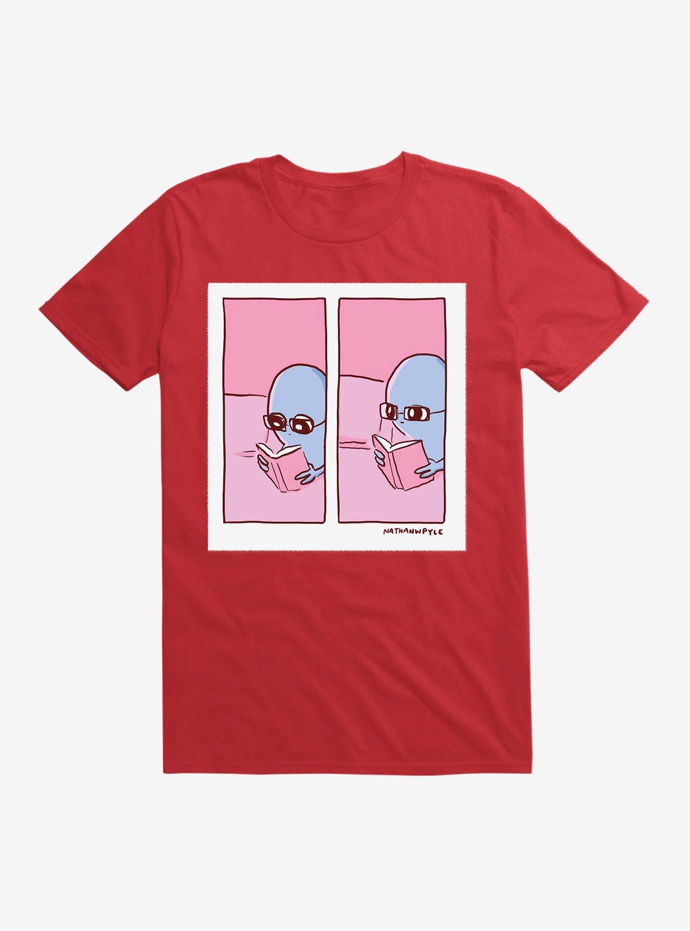 Strange Planet Reading T-Shirt, RED, hi-res