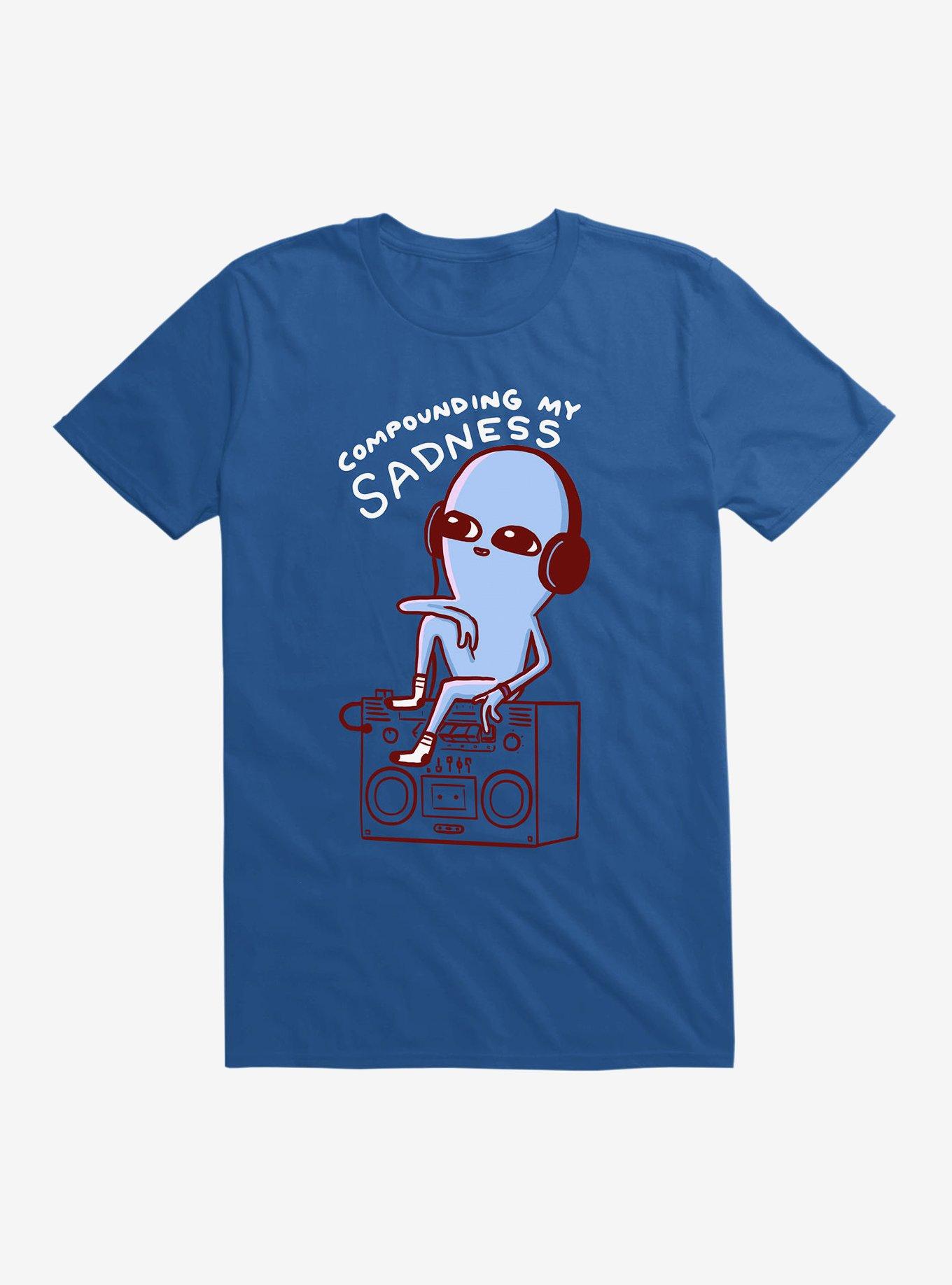 Strange Planet Compounding My Sadness Light Text T-Shirt, ROYAL, hi-res