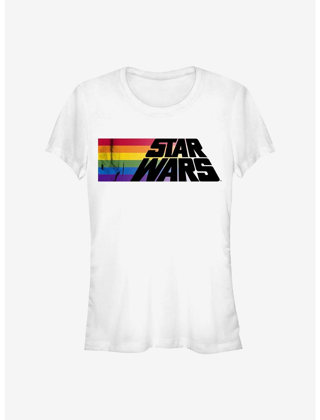 Star Wars Rainbow Stripe Logo T-Shirt, WHITE, hi-res
