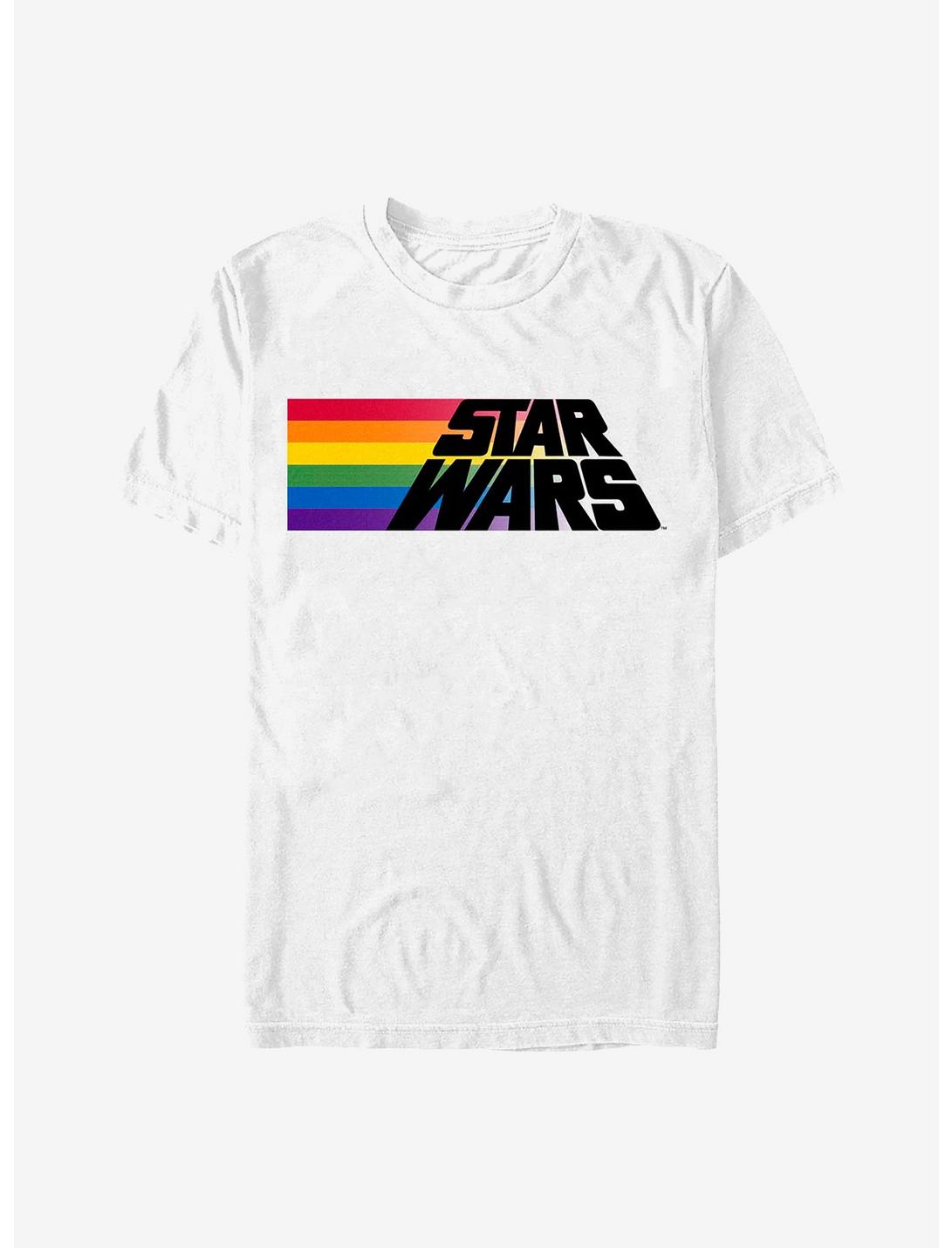 Star Wars Rainbow Stripe Logo T-Shirt, WHITE, hi-res