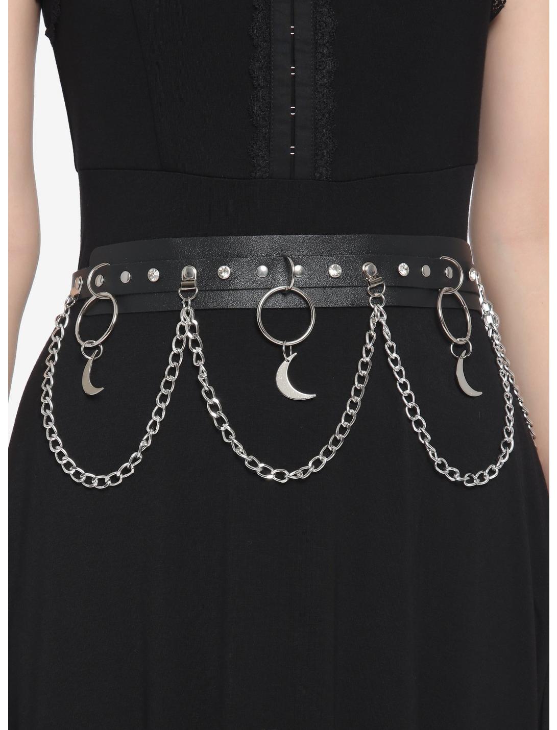 Black Dual Drop Chain Belt With Garter Belt | lupon.gov.ph