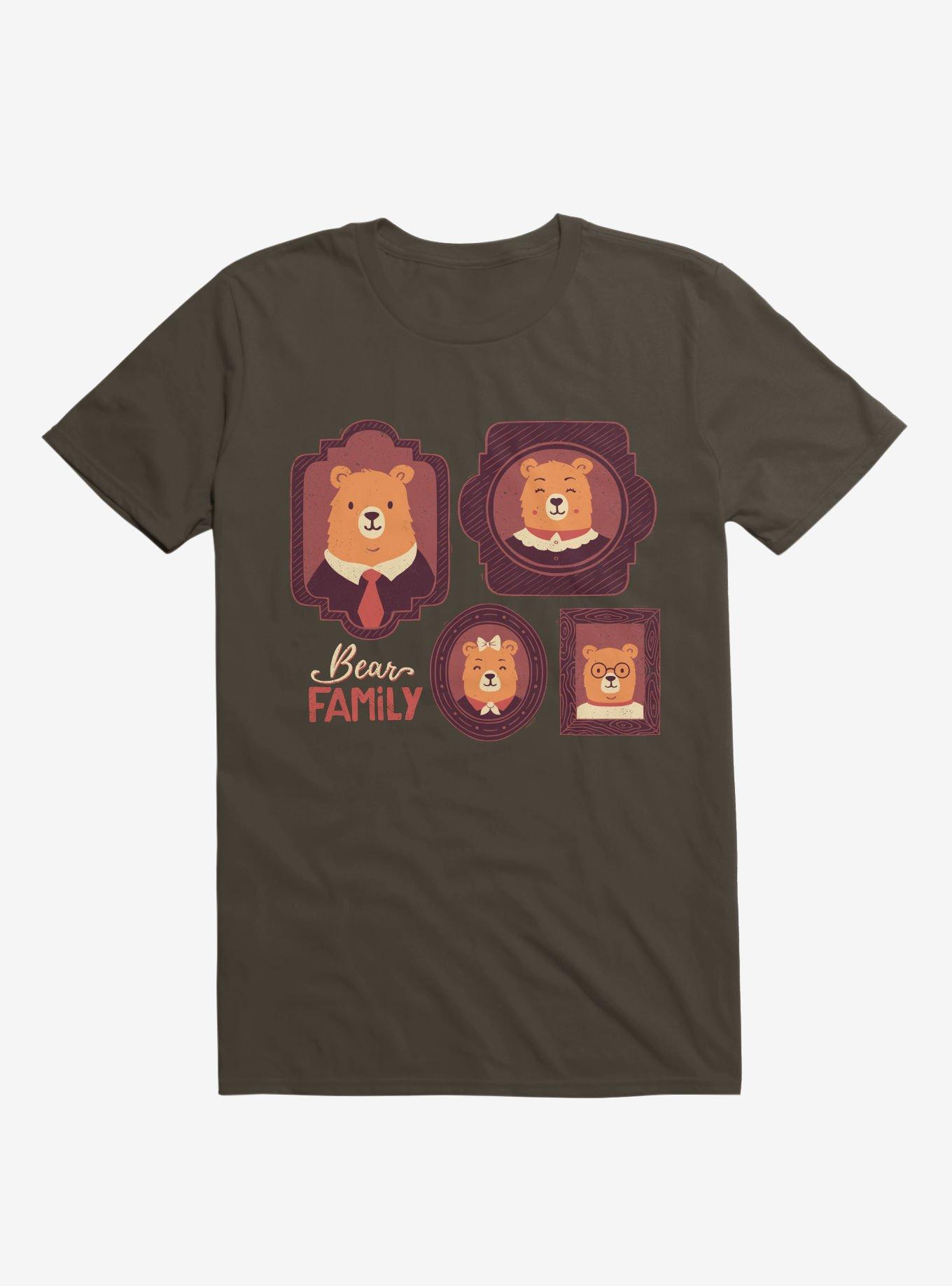 Bear Family T-Shirt, BROWN, hi-res