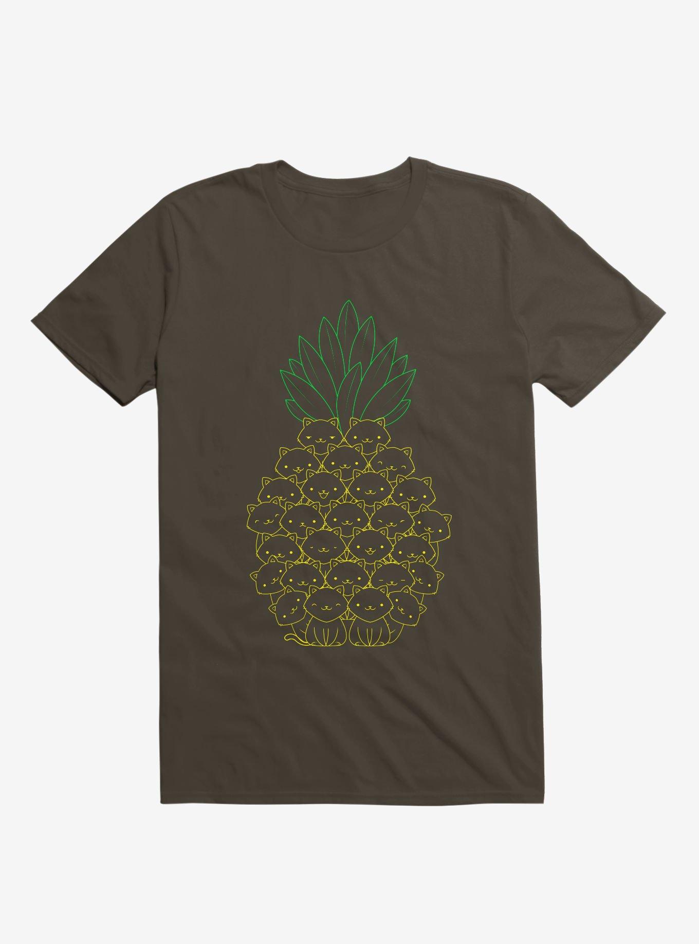 Pineapple Cat T-Shirt, BROWN, hi-res
