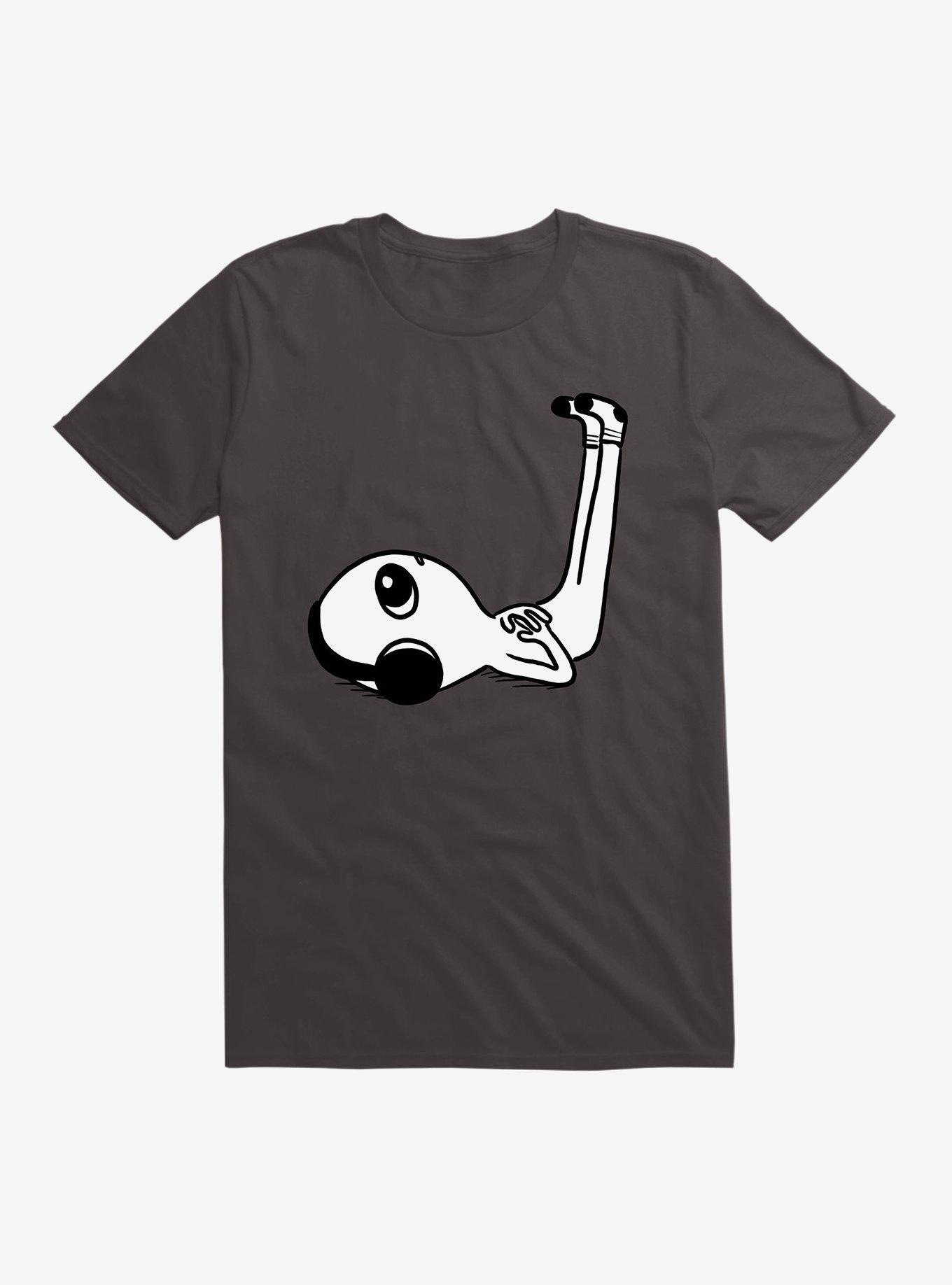 Strange Planet Centered Headphones Limb Elevation Being B&W Version T-Shirt, BLACK, hi-res