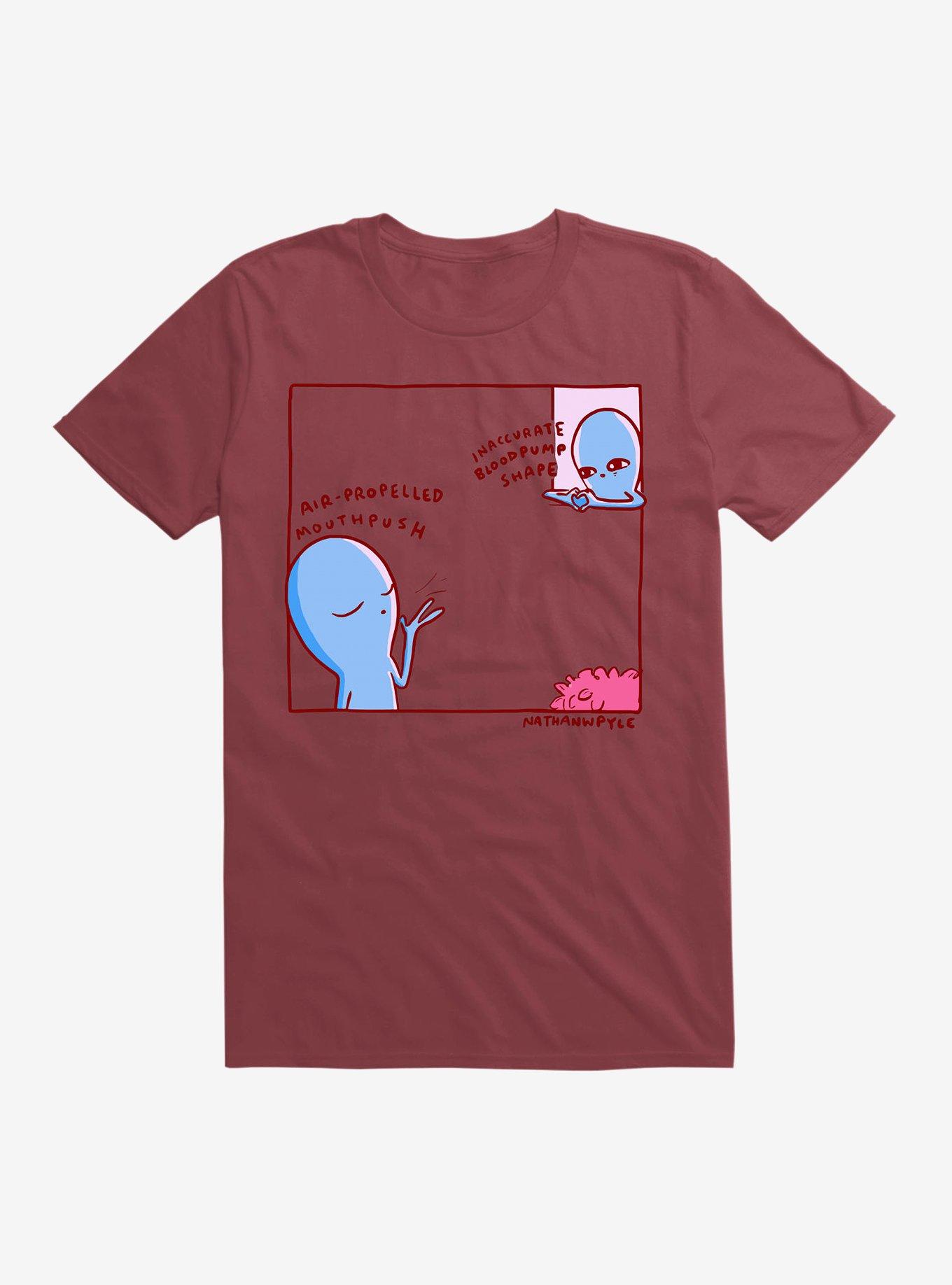 Strange Planet Mouthpush & Bloodpump T-Shirt, SCARLET, hi-res