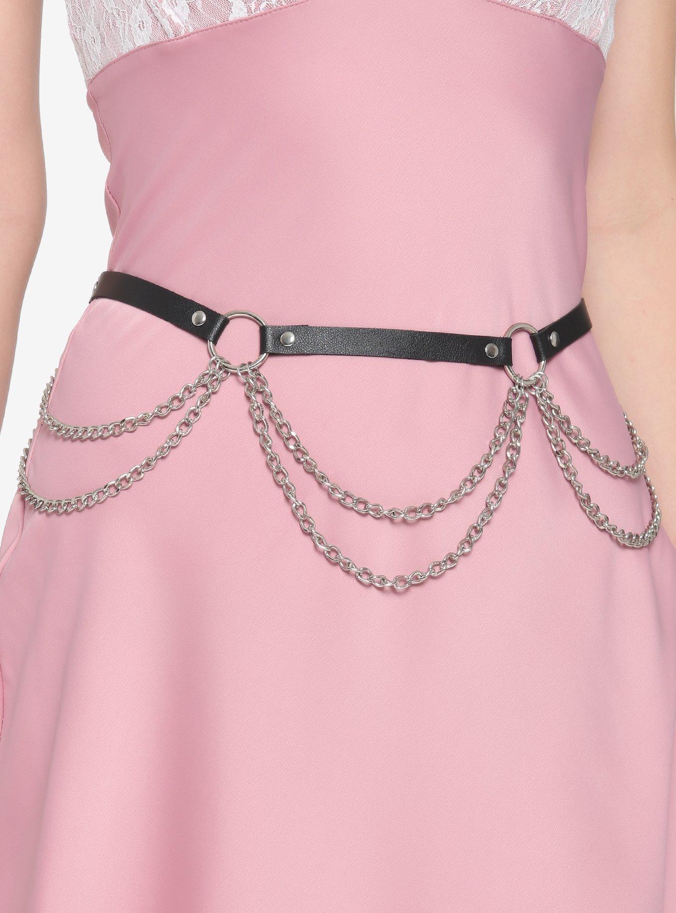 Black Loop Chain Belt, BLACK, hi-res