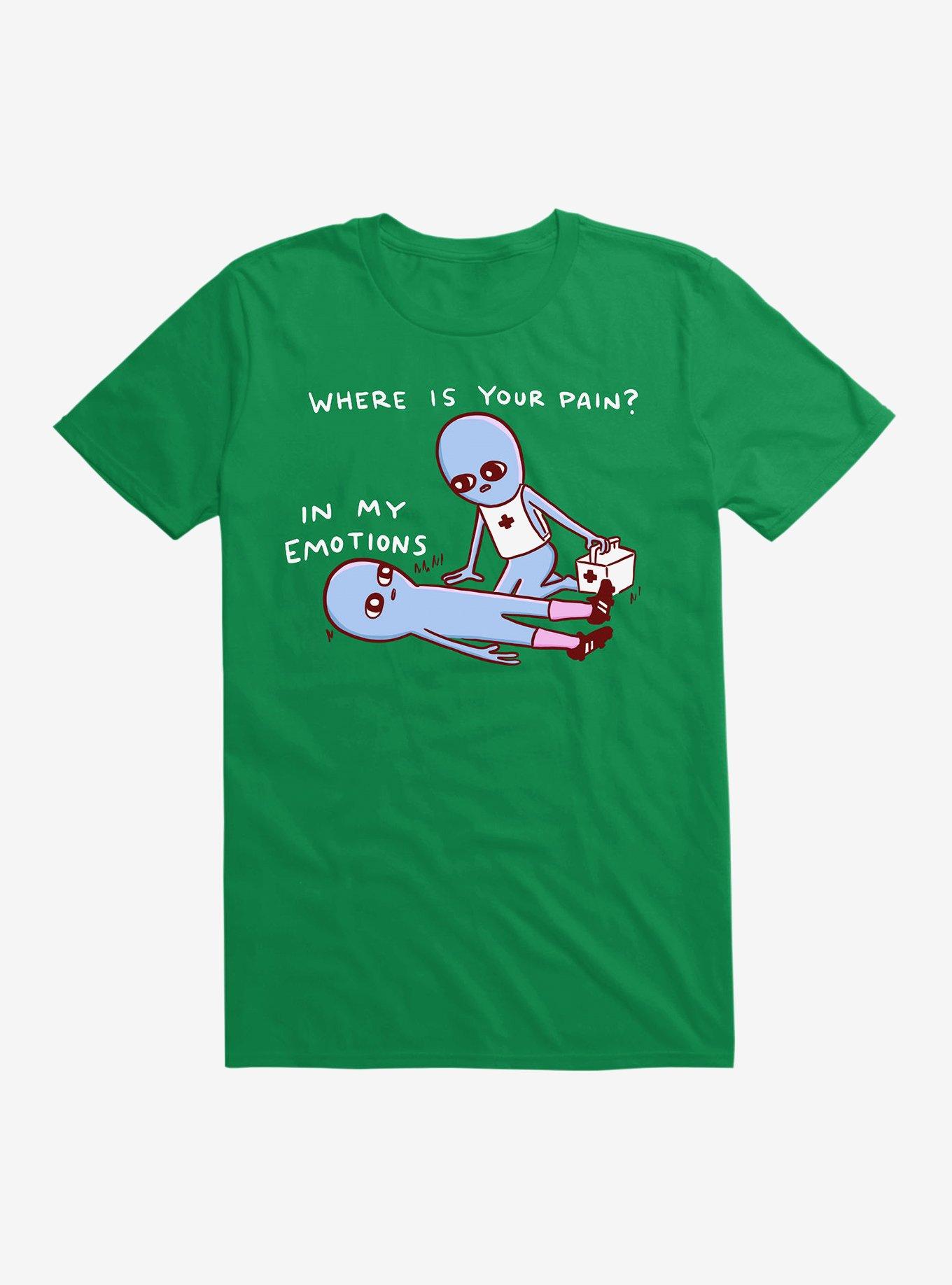 Strange Planet Where Is Your Pain? T-Shirt, KELLY GREEN, hi-res