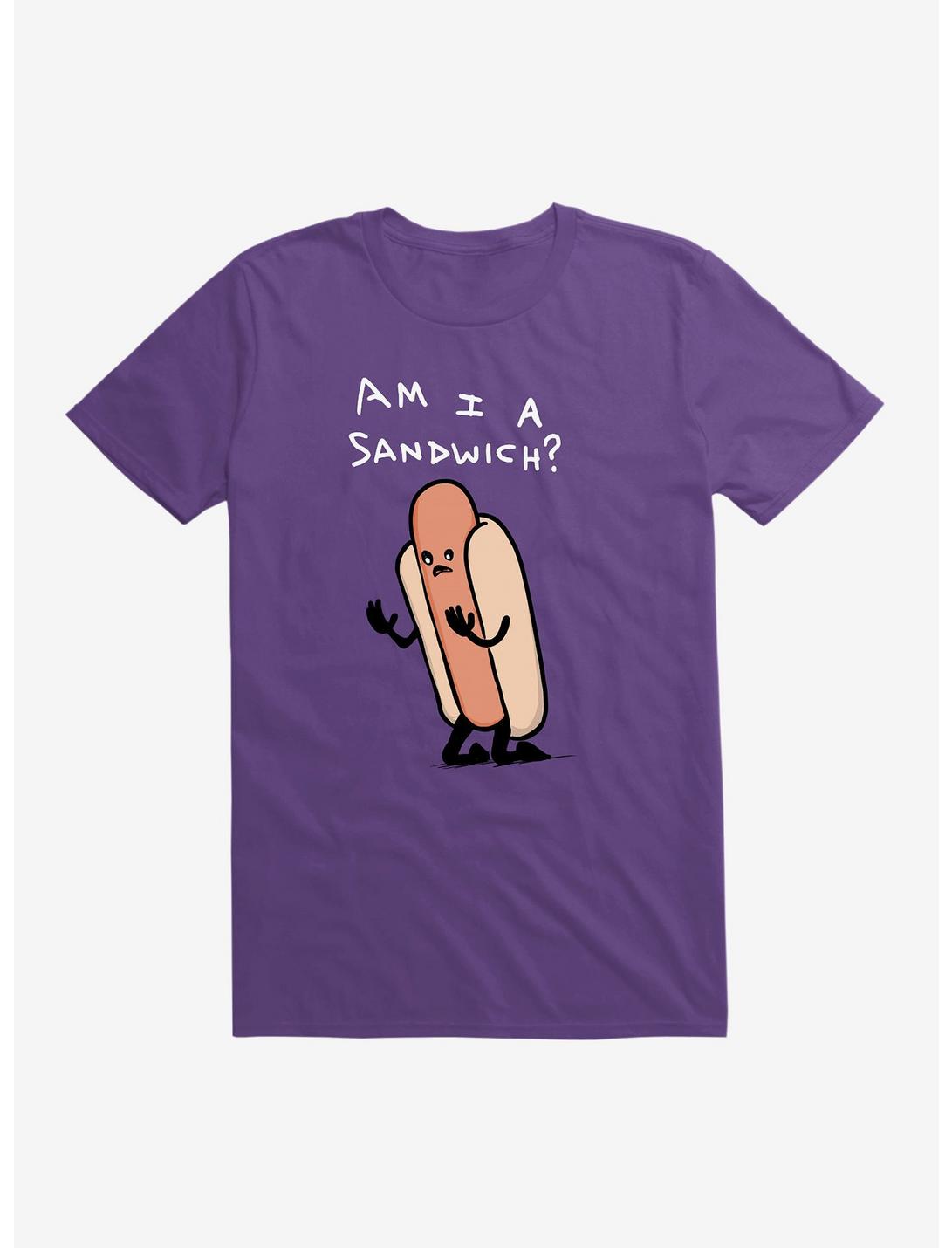 Am I A Sandwich? White Text T-Shirt, PURPLE, hi-res