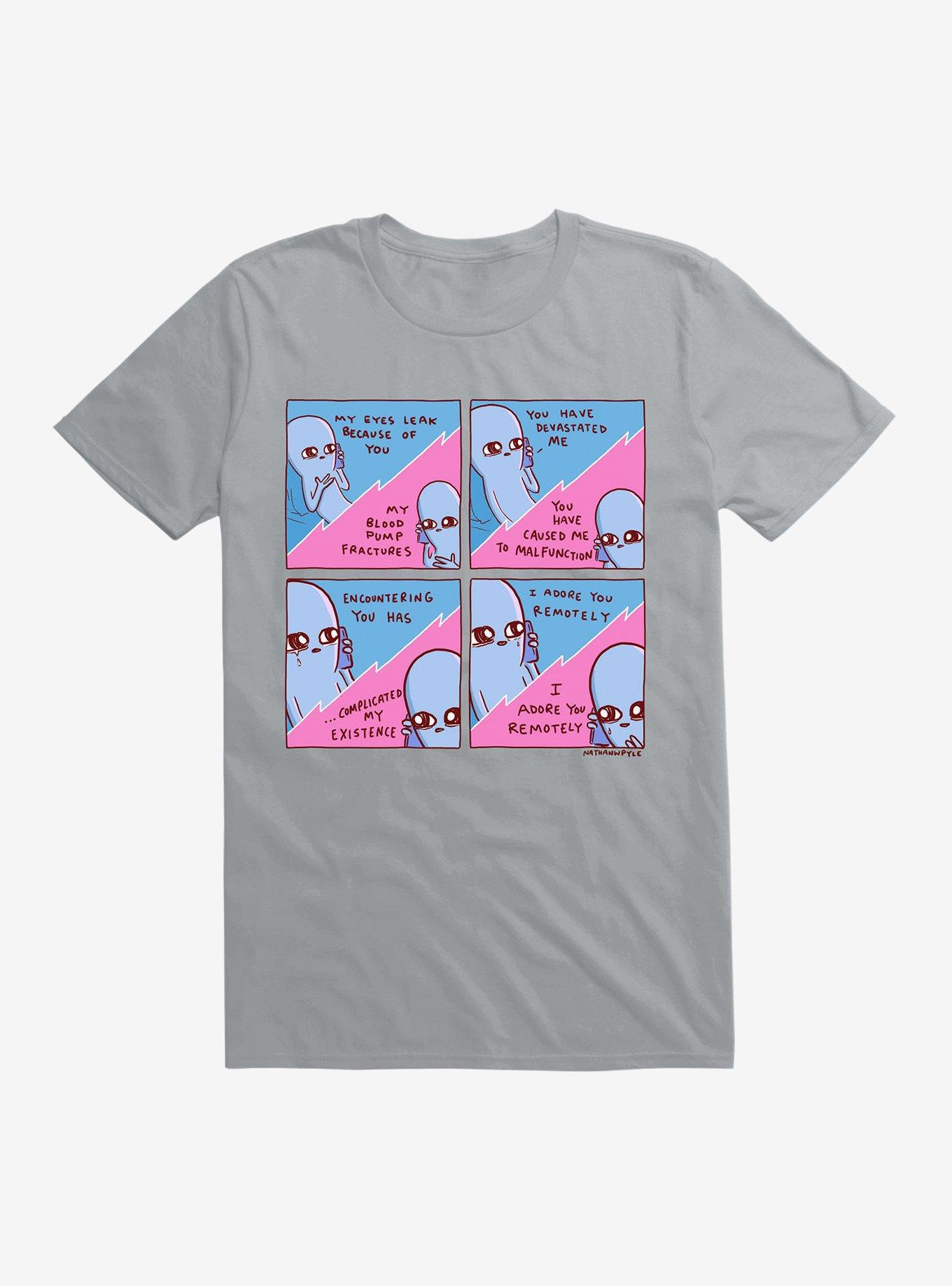 Strange Planet I Adore You Remotely T-Shirt, SILVER, hi-res