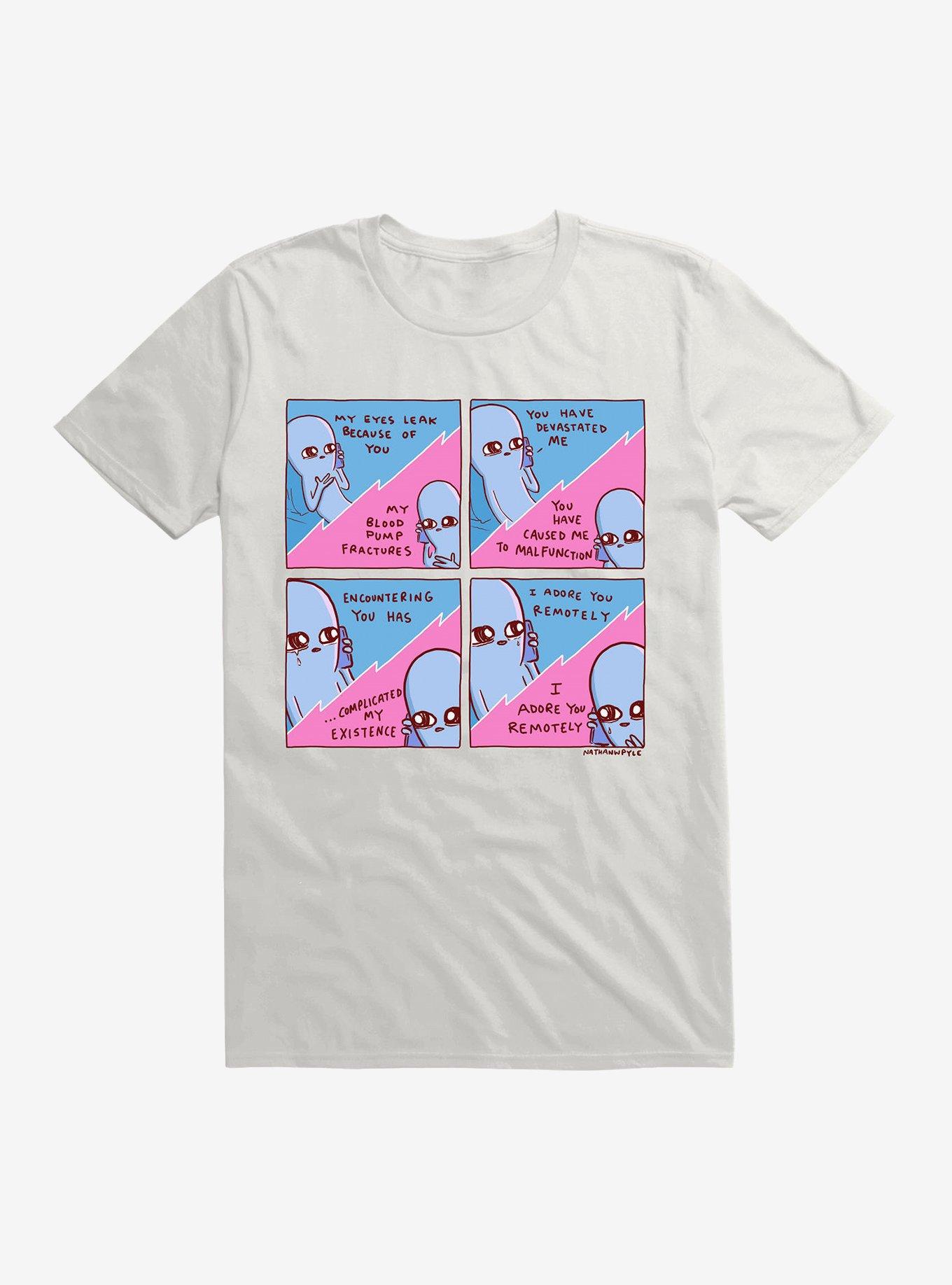 Strange Planet I Adore You Remotely T-Shirt, WHITE, hi-res