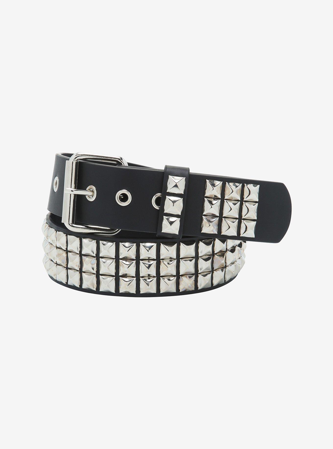 Three Row Pyramid Stud Belt | Hot Topic