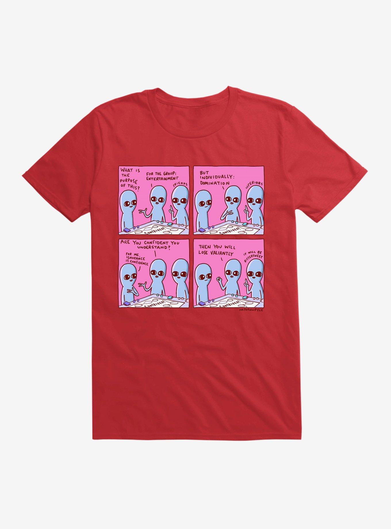 Strange Planet For Me Ignorance Is Confidence T-Shirt, RED, hi-res