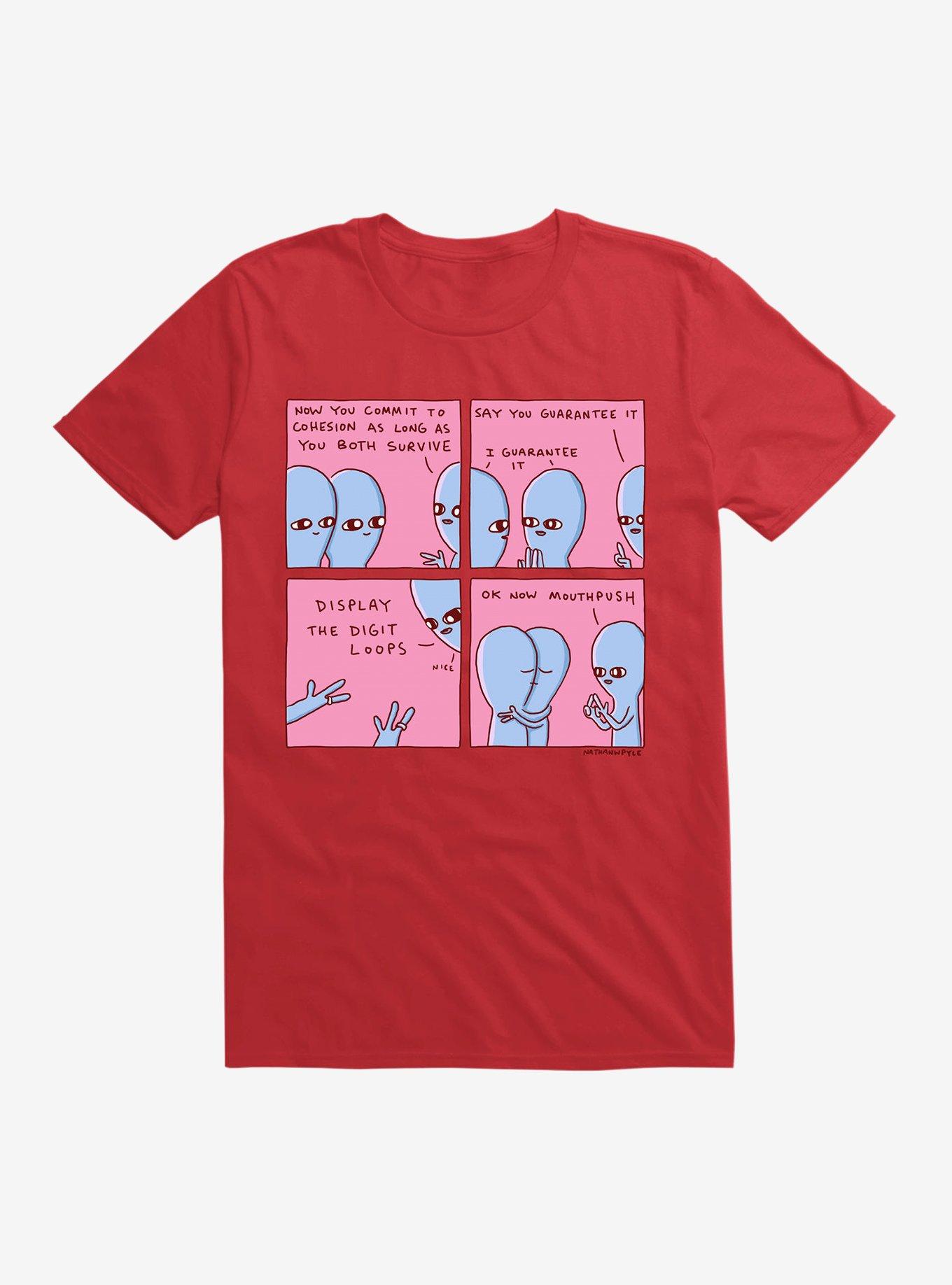 Strange Planet Commit To Cohesion T-Shirt, RED, hi-res