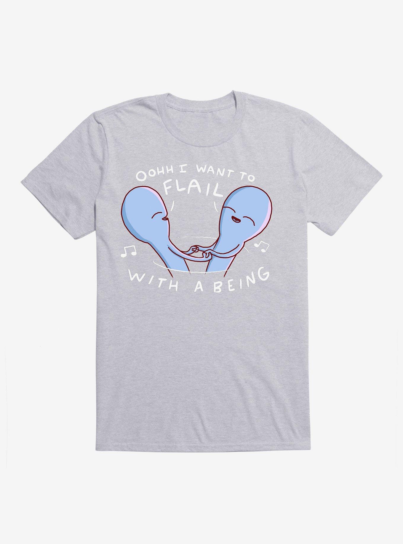 Strange Planet I Want To Flail With A Being T-Shirt, HEATHER GREY, hi-res