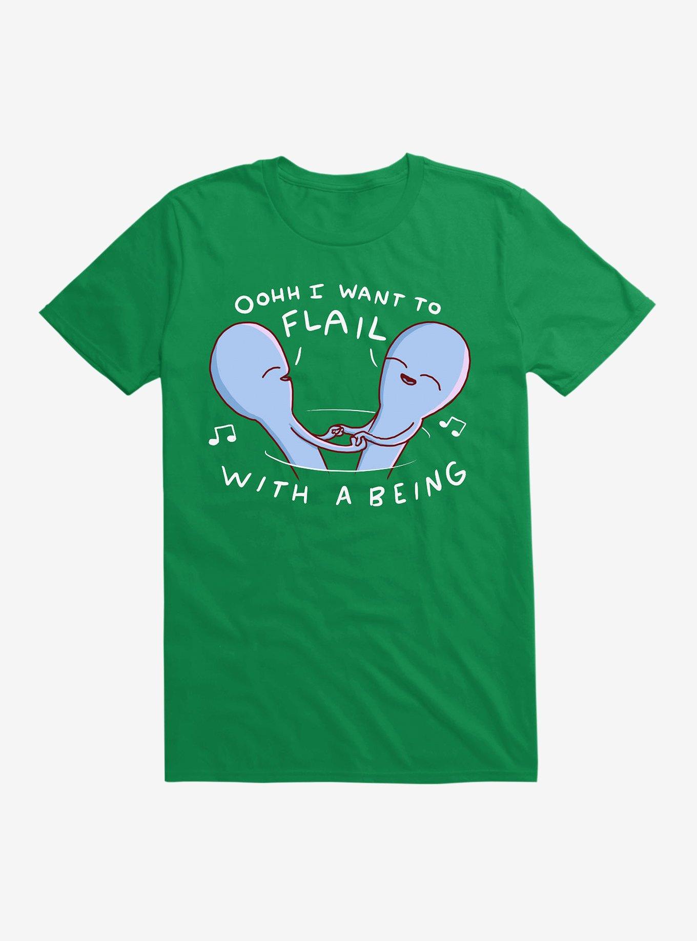 Strange Planet I Want To Flail With A Being T-Shirt, KELLY GREEN, hi-res
