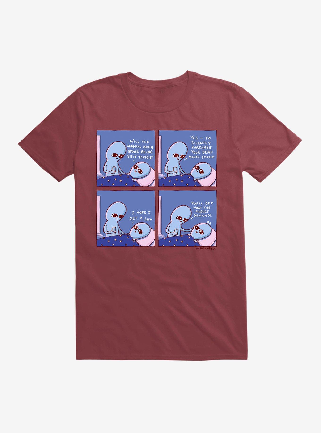 Strange Planet Magical Mouth Stone Being T-Shirt, SCARLET, hi-res