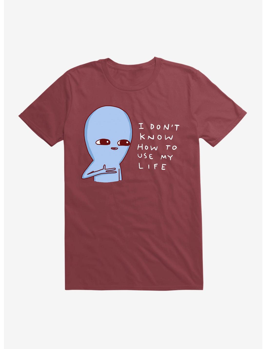 Strange Planet I Don't Know How To Use My Life T-Shirt, SCARLET, hi-res