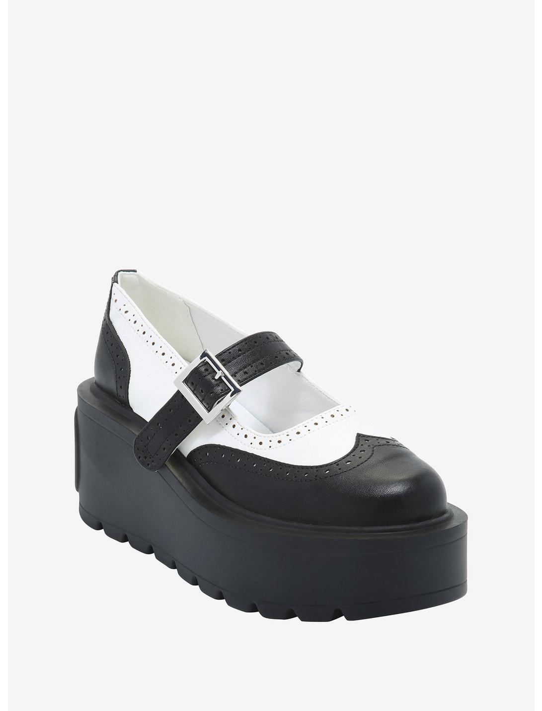 Black & White Platform Saddle Shoes, MULTI, hi-res