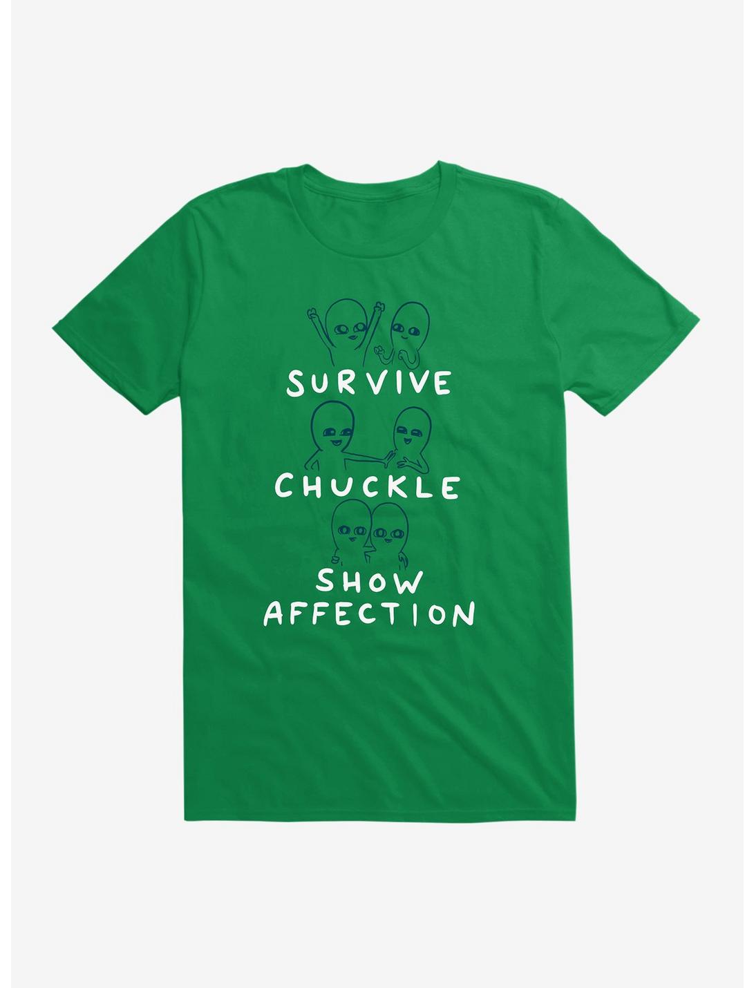 Strange Planet Survive Chuckle Show Affection Characters T-Shirt, KELLY GREEN, hi-res