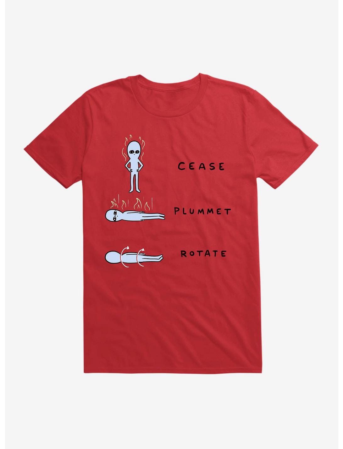 Strange Planet Cease Plummet Rotate T-Shirt, RED, hi-res