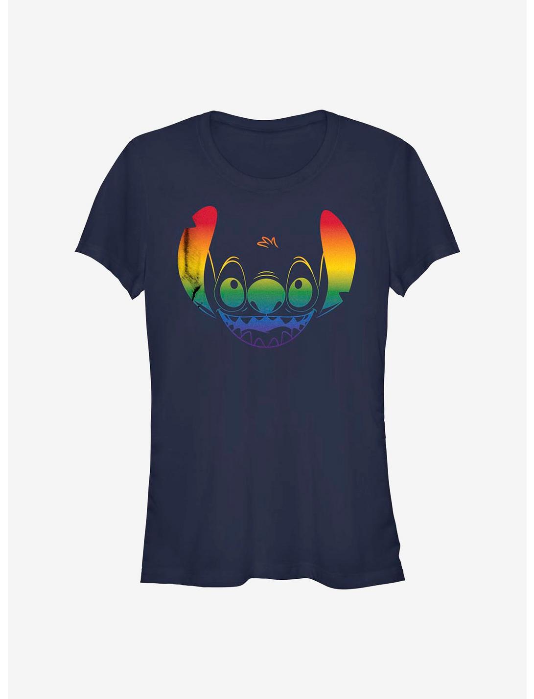 Disney Lilo & Stitch Stitch Face Rainbow Pride T-Shirt, NAVY, hi-res