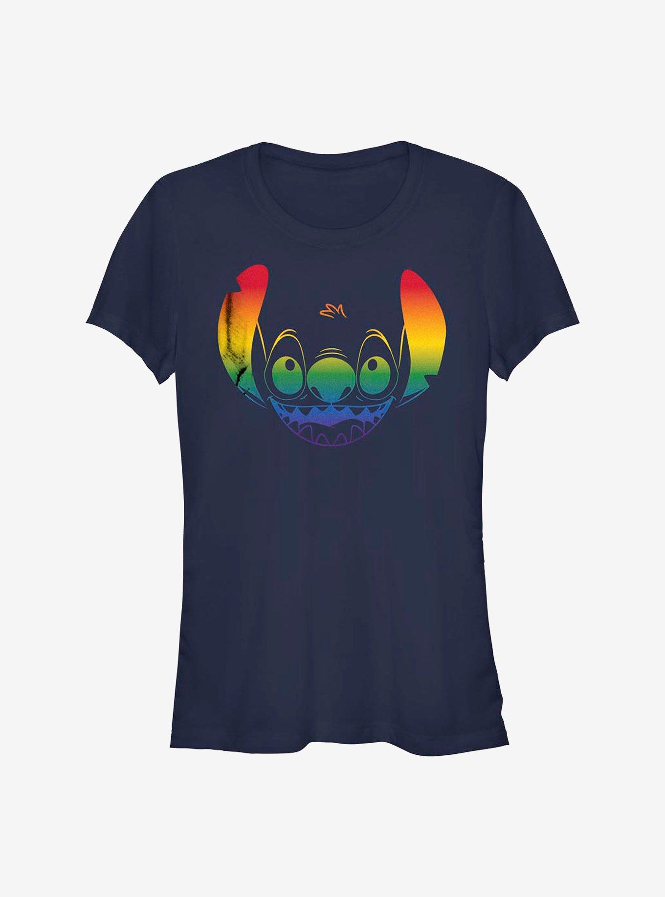 Disney Lilo & Stitch Stitch Face Rainbow Pride T-Shirt, NAVY, hi-res