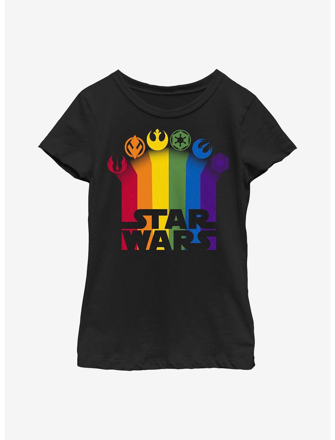 Star Wars Pride Icon Trails Logo Youth T-Shirt, BLACK, hi-res