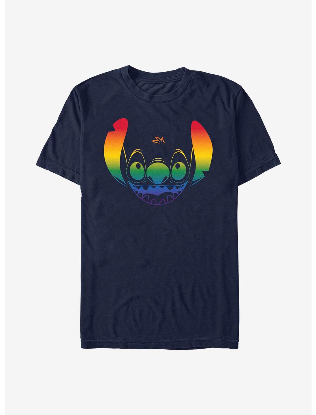 Disney Stitch Face Rainbow Pride T-Shirt, NAVY, hi-res