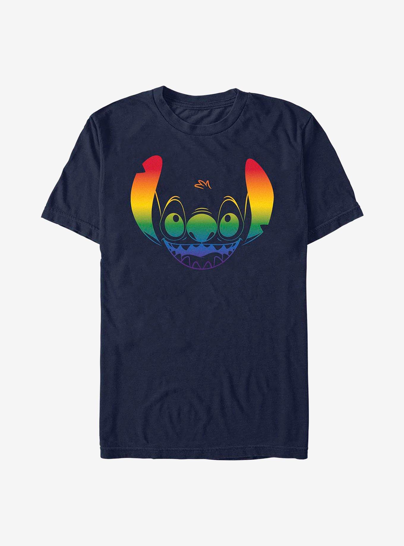 Disney Stitch Face Rainbow Pride T-Shirt, NAVY, hi-res