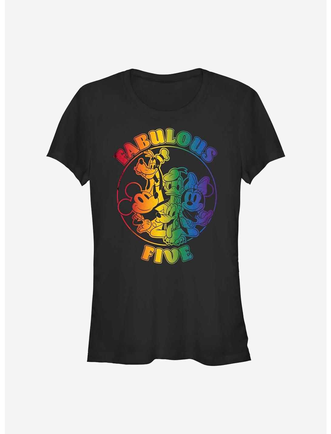 Disney Mickey Mouse Fabulous Five Rainbow T-Shirt, BLACK, hi-res