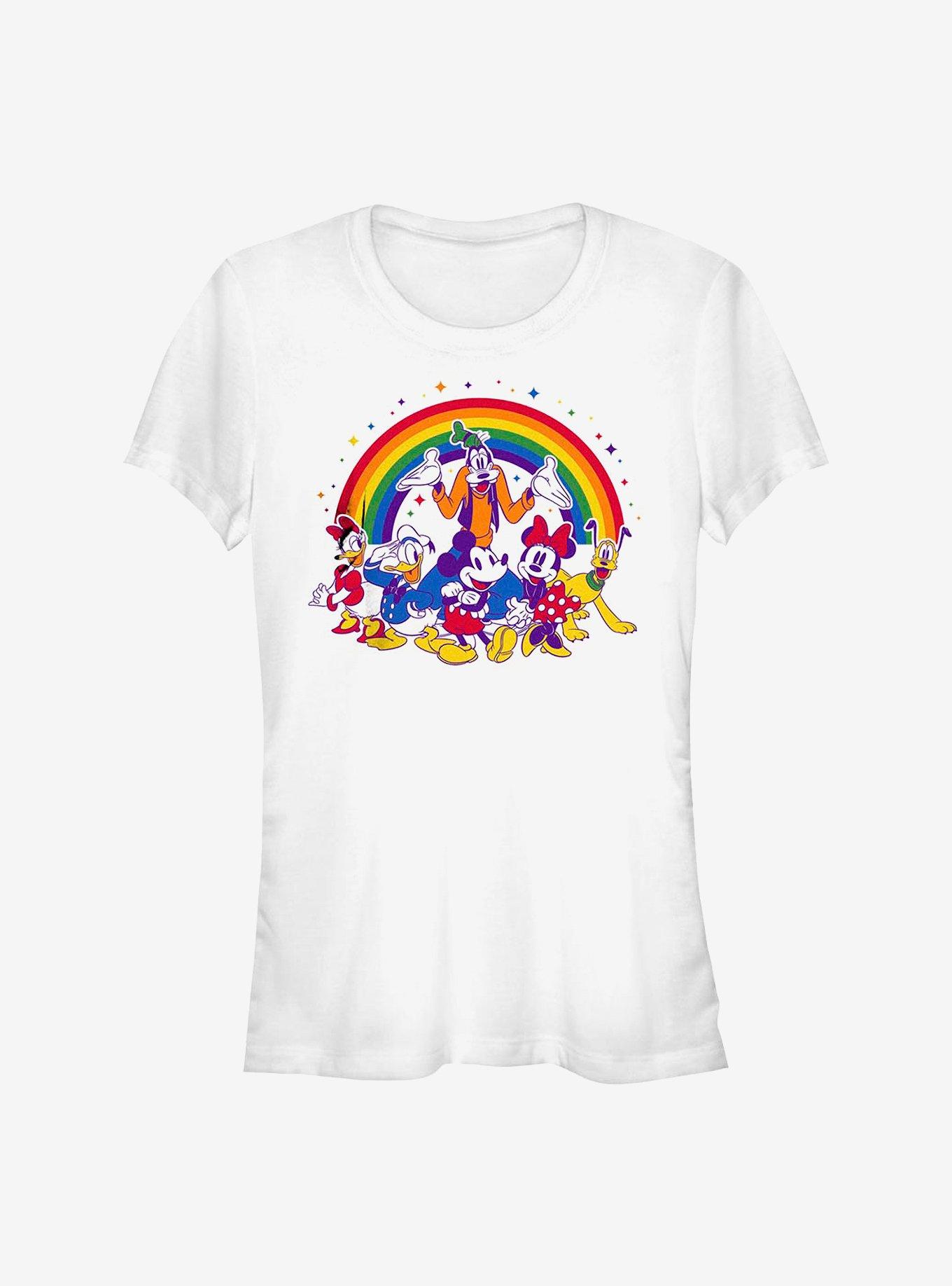 Disney Mickey Mouse Group Rainbow Pride T-Shirt, WHITE, hi-res