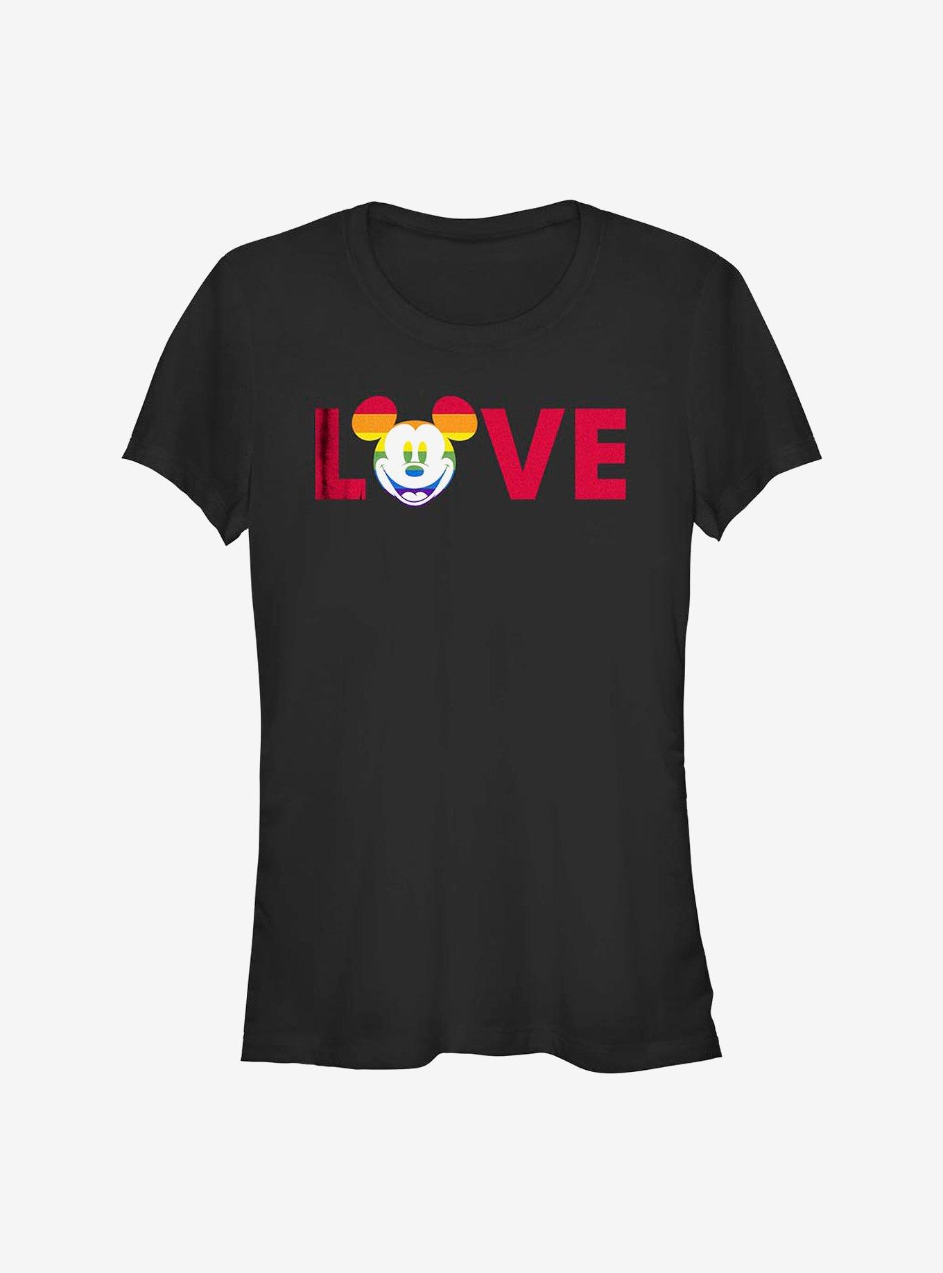 Disney Mickey Mouse Mickey Love Pride Rainbow T-Shirt, BLACK, hi-res