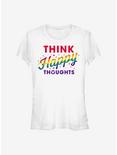 Disney Mickey Mouse Rainbow Think Happy Thoughts T-Shirt, WHITE, hi-res