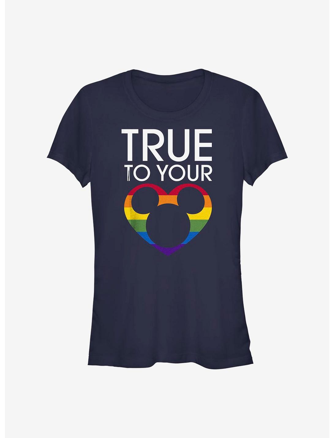 Disney Mickey Mouse True To Your Heart Rainbow T-Shirt, NAVY, hi-res