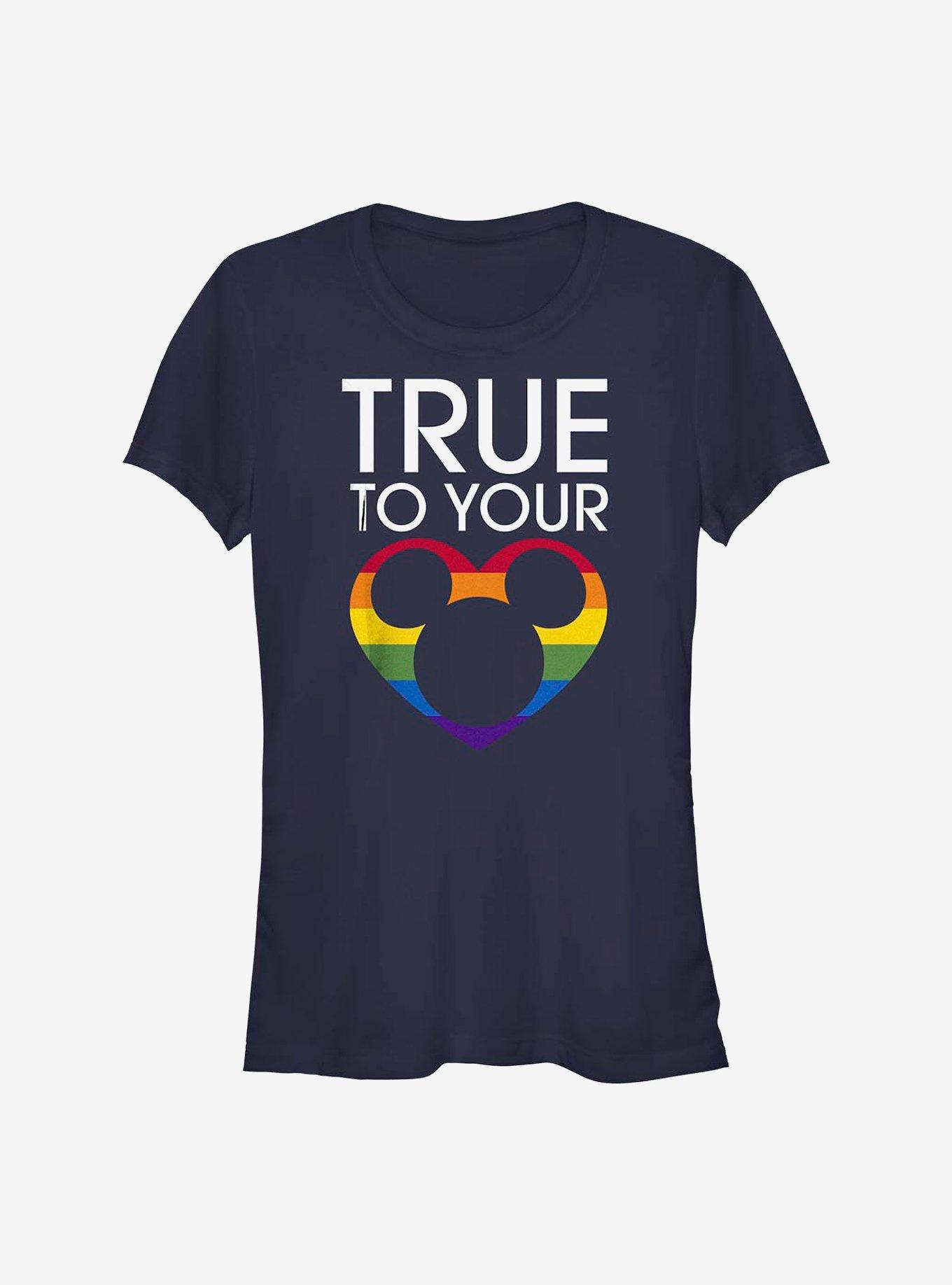 Disney Mickey Mouse True To Your Heart Rainbow T-Shirt, NAVY, hi-res