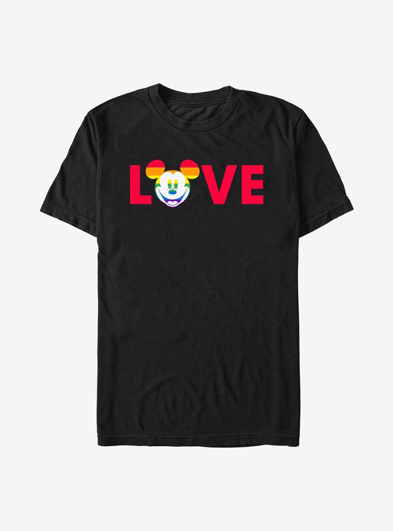 Disney Mickey Mouse Mickey Love Pride Rainbow T-Shirt, BLACK, hi-res