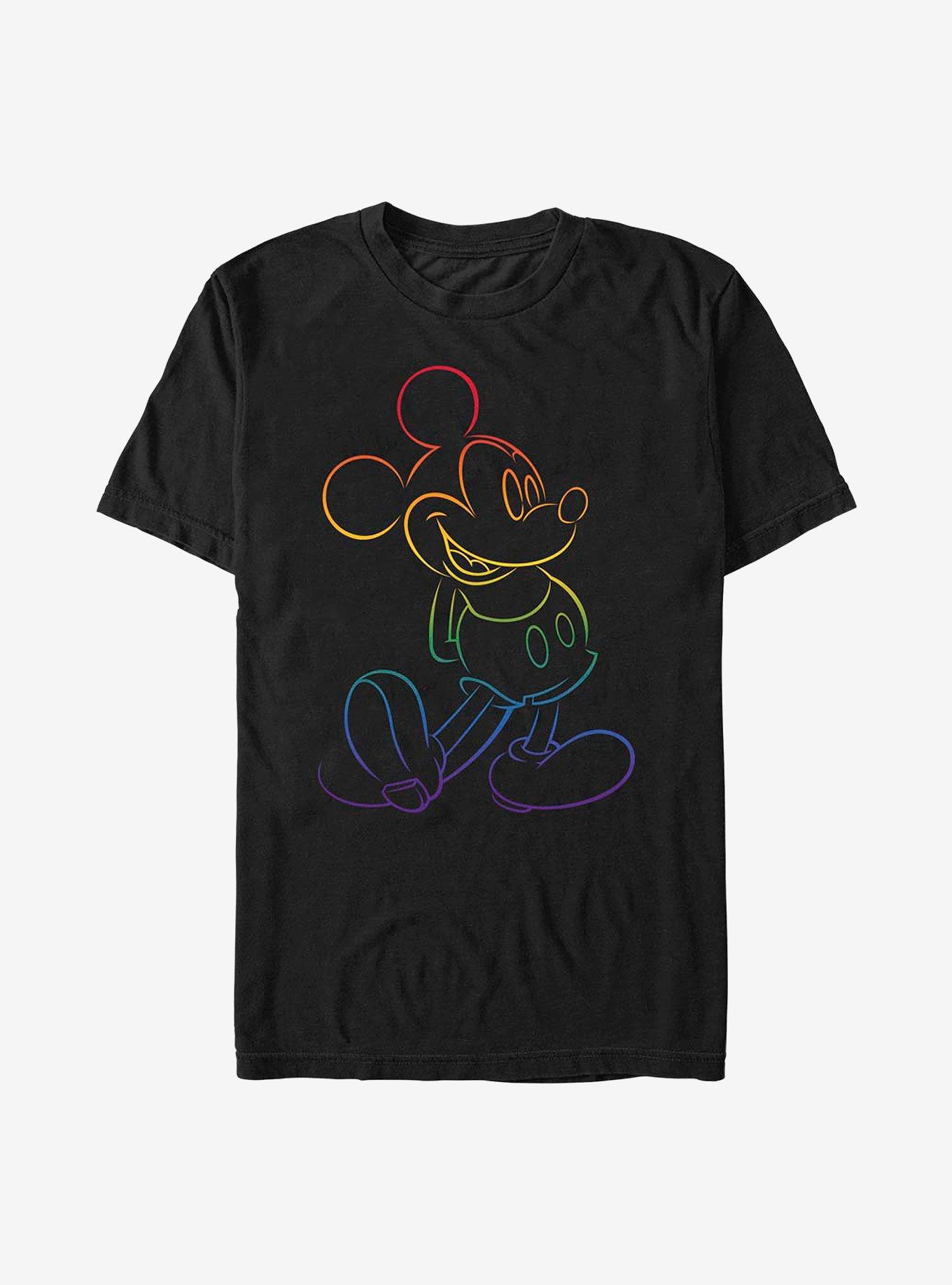 Disney Mickey Mouse Outline Rainbow Pride T-Shirt
