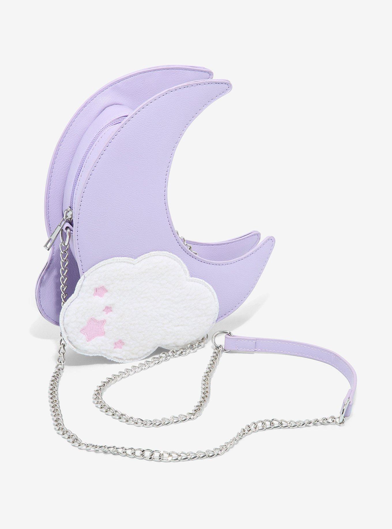 Purple Crescent Moon & Clouds Crossbody Bag, , hi-res