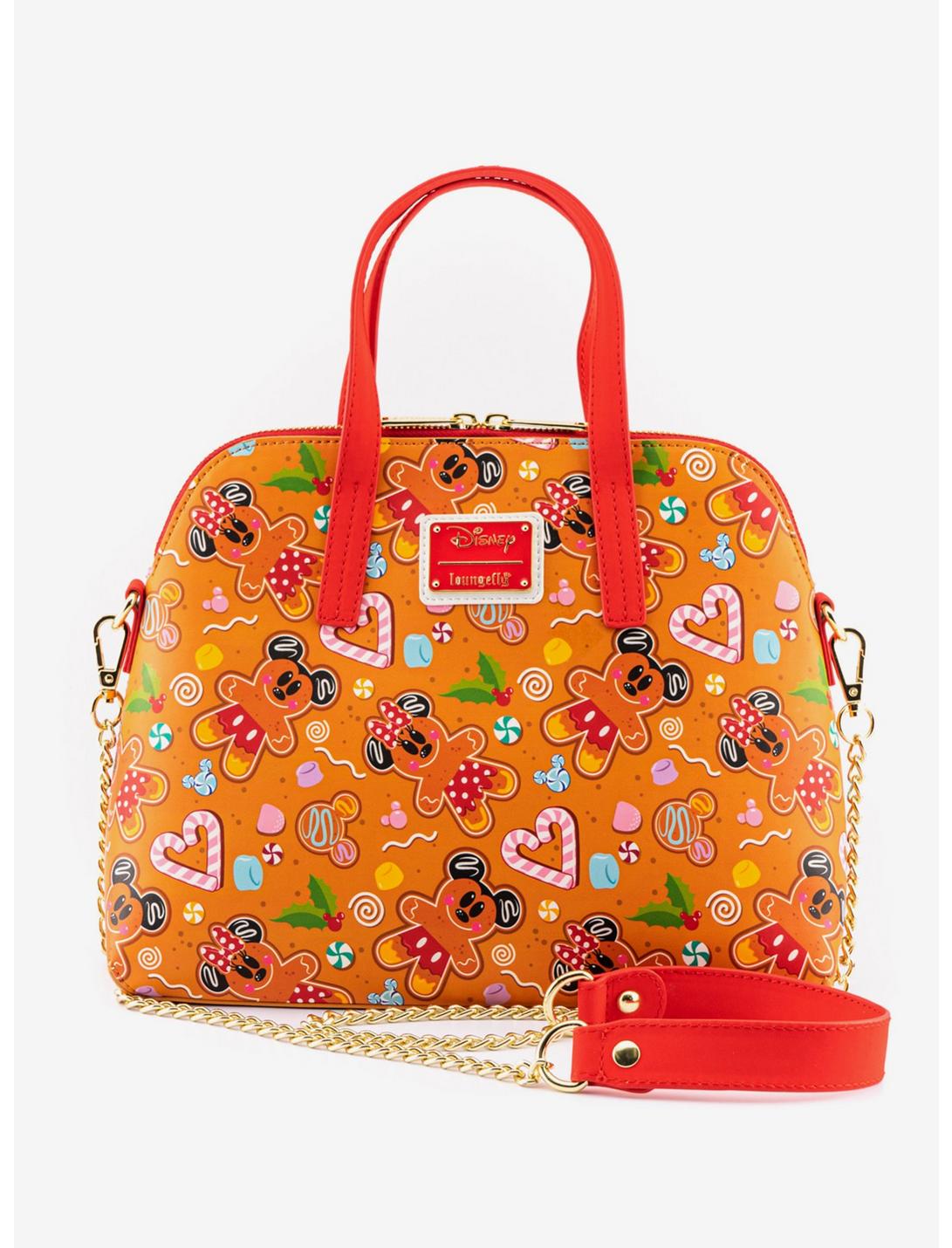 Loungefly Disney Mickey Mouse & Minnie Mouse Gingerbread Satchel Bag, , hi-res