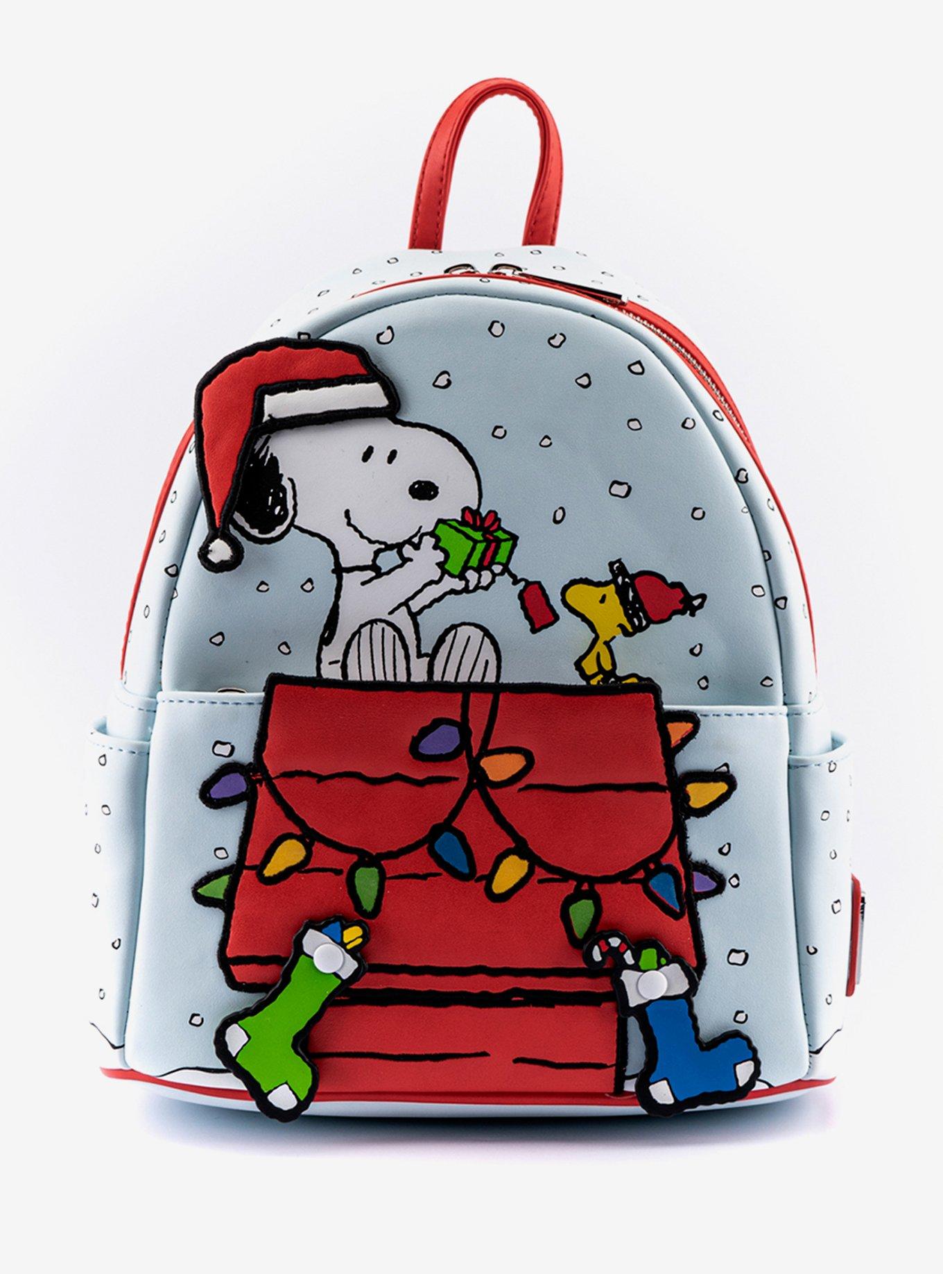 Loungefly Peanuts Snoopy Christmas Mini Backpack Woodstock Holiday Lights NWT Loungefly Peanuts Snoopy Woodstock Snow | Mercari main image 4