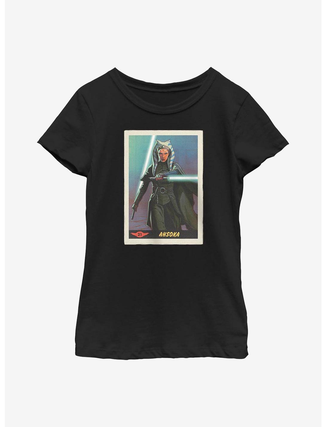 Star Wars The Mandalorian Ahsoka Card Youth Girls T-Shirt, BLACK, hi-res