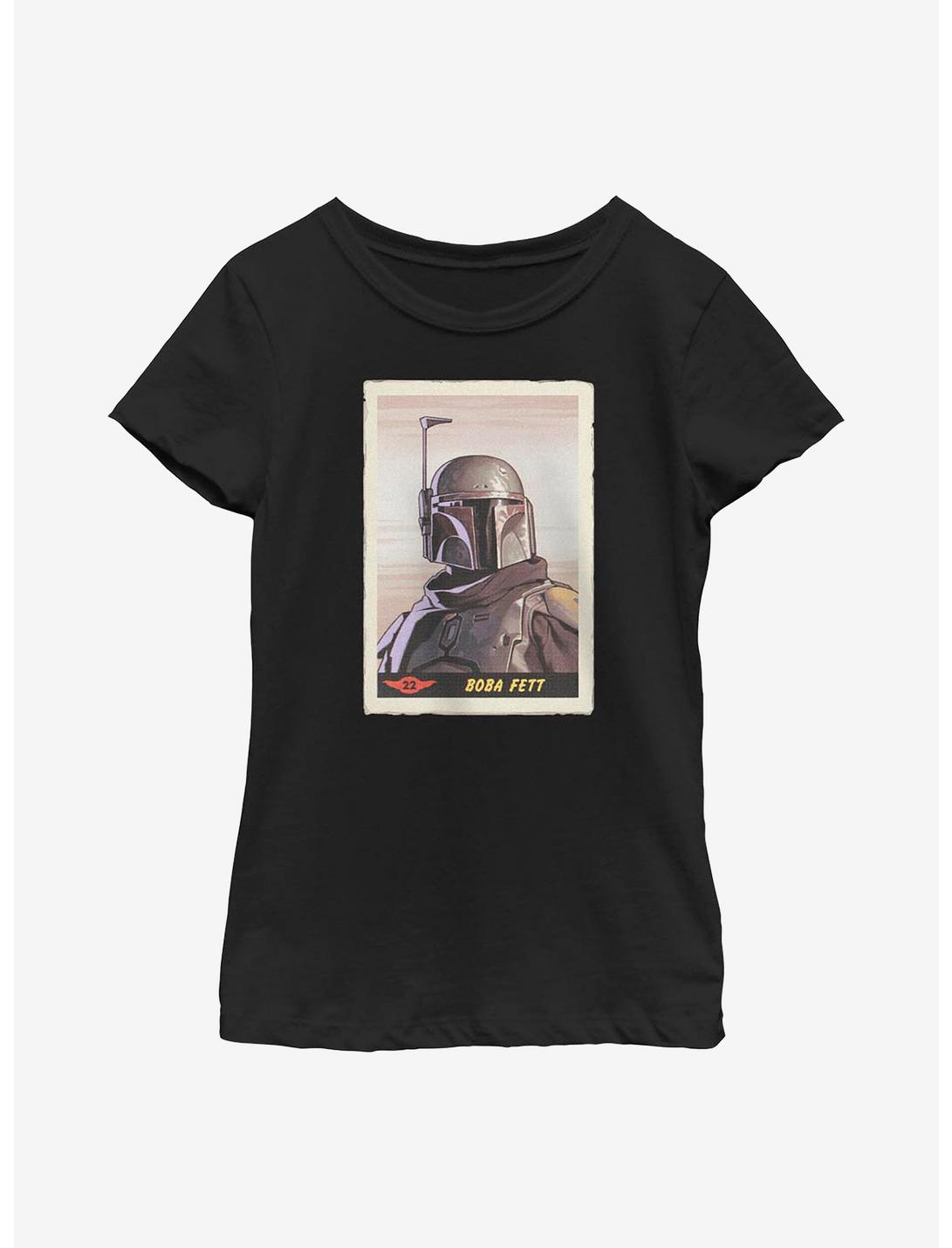 Star Wars The Mandalorian Fett Card Youth Girls T-Shirt, BLACK, hi-res